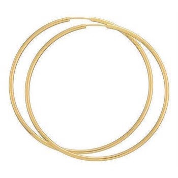 BNH Ladies Shiny Gold Plated Sterling Silver Ear Creoles, Ø 100 mm x 2.0 mm
